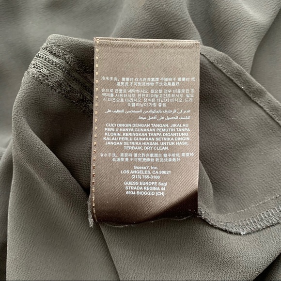 Guess Sheer V Neck High Low  Blouse in Black - Picture 6 of 7